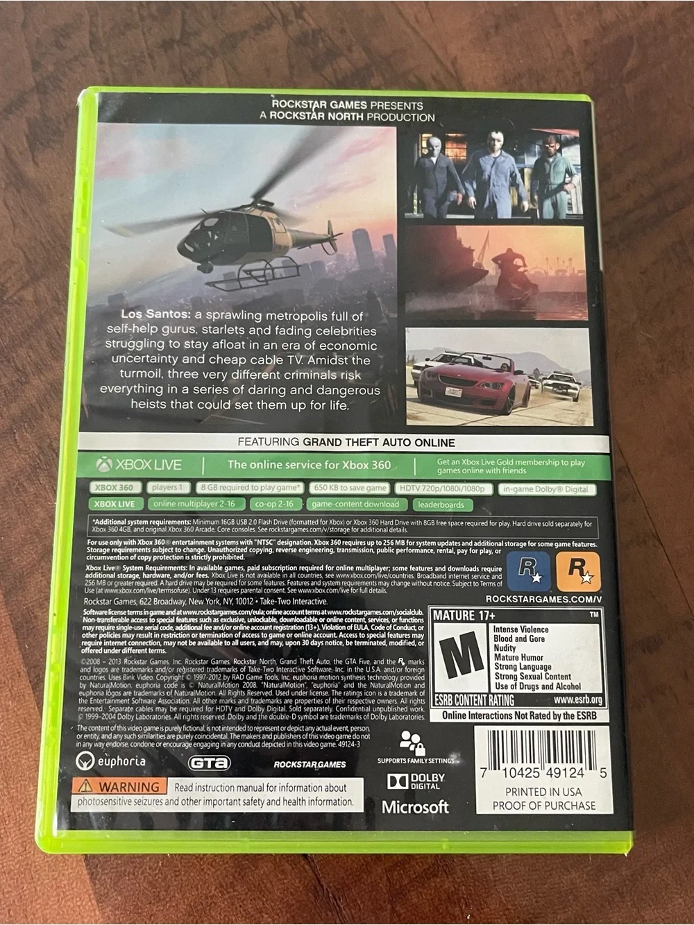 Xbox 360- Grand Theft Auto V (GTA V) XBox 360 with Game Map